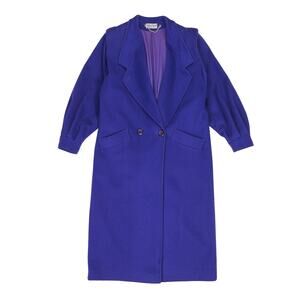 VTG Ashley Scott Long Wool Coat Womens L XL Royal Purple Lagenlook Statement